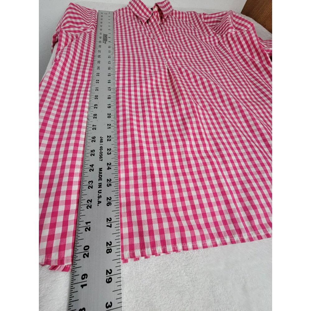 Lands' End Women's Gingham Pattern Collared Long … - image 8